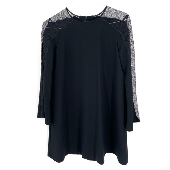 ZARA Black Lace Bell Sleeve Shift Dress - Picture 1 of 7